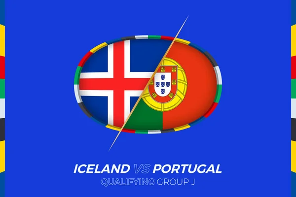 Islandia Portugal Icono Para Clasificación Del Torneo Fútbol Europeo Grupo — Vector de stock