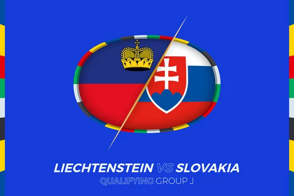 Liechtenstein Slovakien Ikon För Europeisk Fotbollsturnering Kvalificering Grupp — Stock vektor
