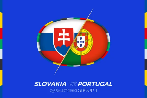 Eslovaquia Portugal Icono Para Clasificación Del Torneo Fútbol Europeo Grupo — Vector de stock