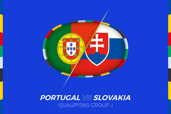 Portugal Eslovaquia Icono Para Clasificación Torneo Fútbol Europeo Grupo — Vector de stock