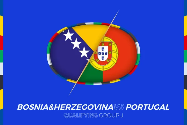 Bósnia Herzegovina Portugal Ícone Para Qualificação Torneio Futebol Europeu Grupo — Vetor de Stock