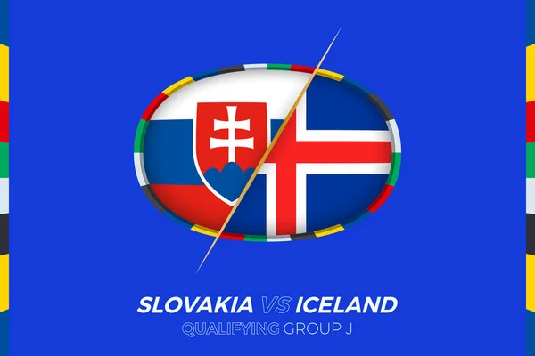 Slovakien Island Ikon För Europeisk Fotbollsturnering Kvalificering Grupp — Stock vektor