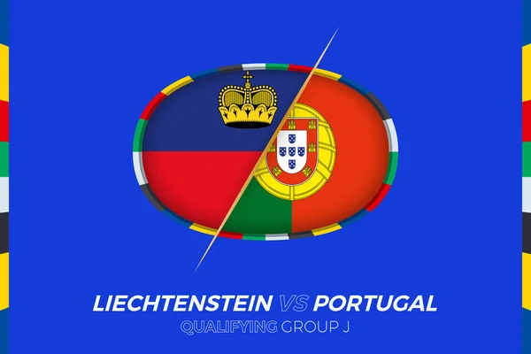 Liechtenstein Portugal Icono Para Clasificación Del Torneo Fútbol Europeo Grupo — Vector de stock