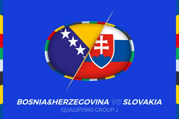 ボスニア ヘルツェゴビナVsスロバキアのアイコン 欧州サッカートーナメント予選 グループJ — ストックベクタ