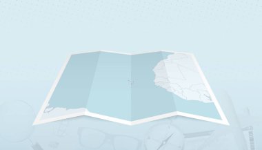 Cape Verde haritası, haritanın dış hatlarında Cape Verde bayrağı olan soyut bir arka plan..