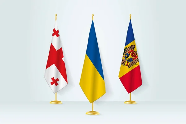 Conceito Encontro Entre Ucrânia Geórgia Moldávia —  Vetores de Stock