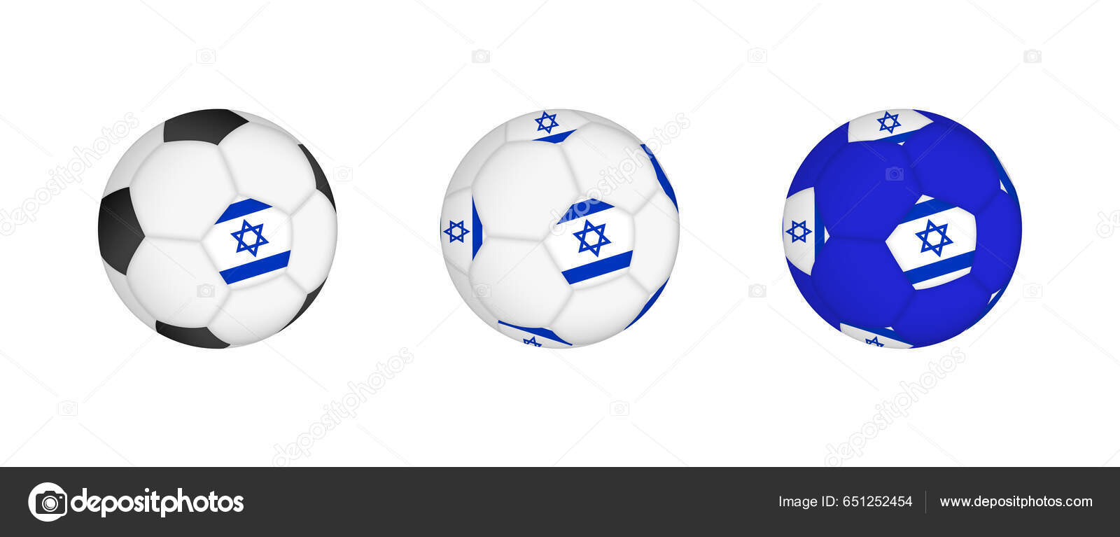 Kokoelma Jalkapallo Israelin Lipun Jalkapallo Laitteet Mockup Lippu  Kolmessa Eri — kuvapankkivektori ©boldg 651252454