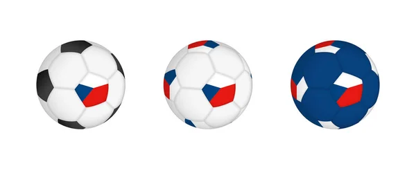 stock vector Collection football ball with the Czech Republic flag. Soccer equipment mockup with flag in three distinct configurations.