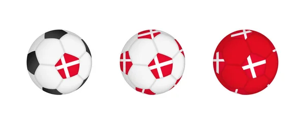Colección Pelota Fútbol Con Bandera Dinamarca Equipo Fútbol Maqueta Con — Vector de stock