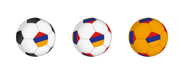 stock vector Collection football ball with the Armenia flag. Soccer equipment mockup with flag in three distinct configurations.