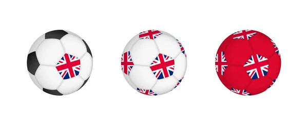 用英国国旗收集足球 以三种不同组合的国旗为模型的足球装备 — 图库矢量图片