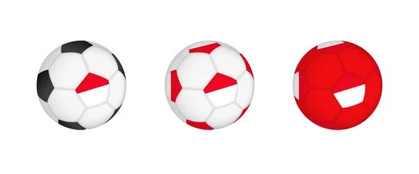 stock vector Collection football ball with the Monaco flag. Soccer equipment mockup with flag in three distinct configurations.