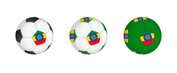 Collectie Voetbal Bal Met Ethiopische Vlag Voetbaluitrusting Mockup Met Vlag — Stockvector