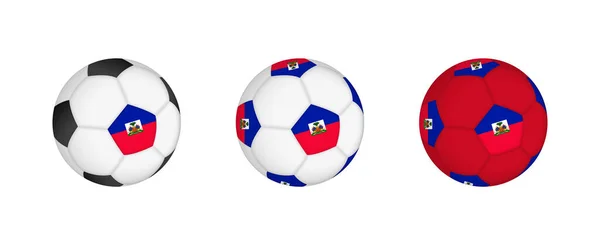 Colección Pelota Fútbol Con Bandera Haití Equipo Fútbol Maqueta Con — Vector de stock