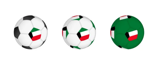 Kolekcja Piłki Nożnej Kuwejcką Flagą Makieta Sprzętu Piłkarskiego Flagą Trzech — Wektor stockowy