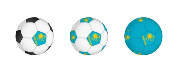 Collection Football Ball Kazakhstan Flag Soccer Equipment Mockup Flag Three — Stock Vector