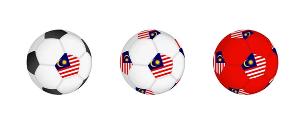 Colección Pelota Fútbol Con Bandera Malasia Equipo Fútbol Maqueta Con — Vector de stock
