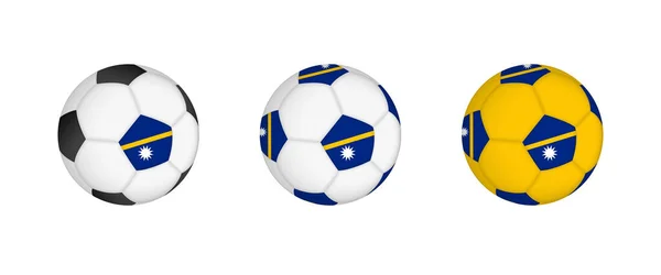 Sammlung Fußballball Mit Der Flagge Von Nauru Fußballzubehör Attrappe Mit — Stockvektor