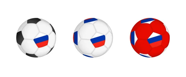 Colección Pelota Fútbol Con Bandera Rusia Equipo Fútbol Maqueta Con — Vector de stock