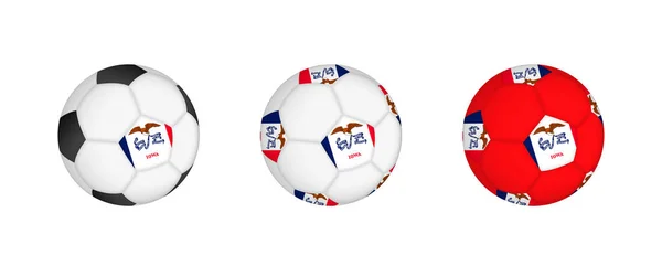 Collection Football Ball Iowa Flag Soccer Equipment Mockup Flag Three — Stock Vector