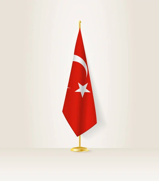 Türkei Flagge Auf Einem Fahnenständer — Stockvektor