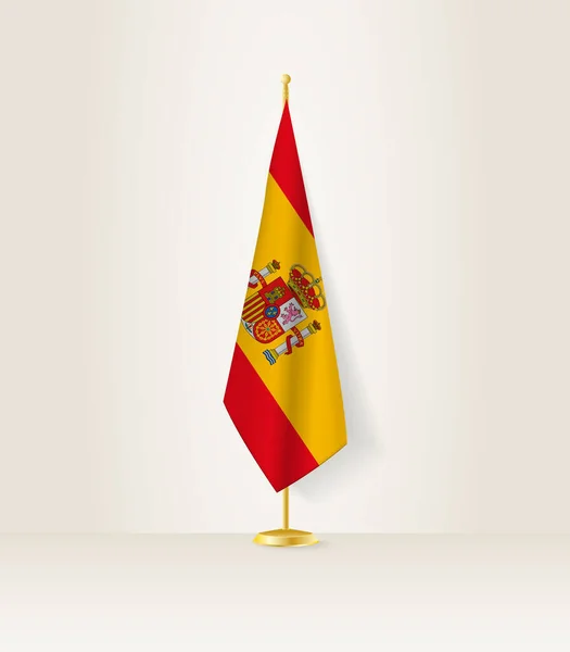 Spanje Vlag Een Vlaggenstandaard — Stockvector