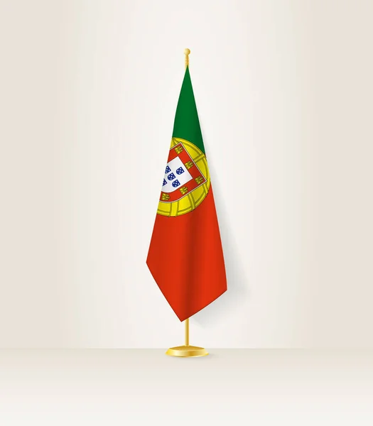 Portugalsko Vlajka Vlajkovém Stánku — Stockový vektor
