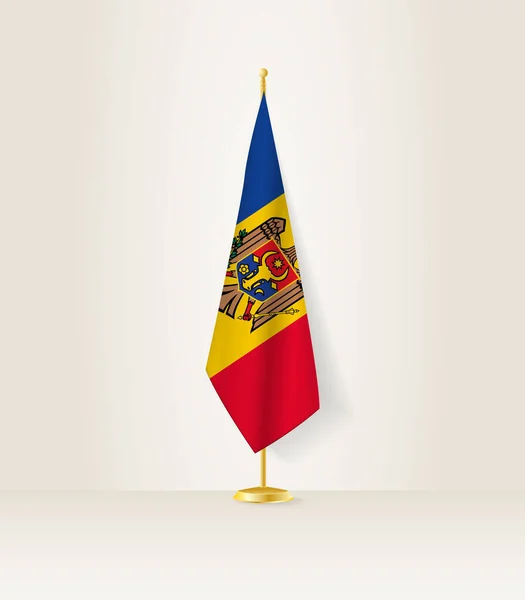 摩尔多瓦国旗挂在旗台上 — 图库矢量图片