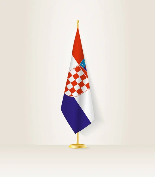 Chorvatsko Vlajka Vlajkovém Stojanu — Stockový vektor