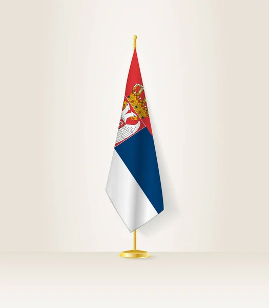 Serbien Flagga Ett Flaggställ — Stock vektor