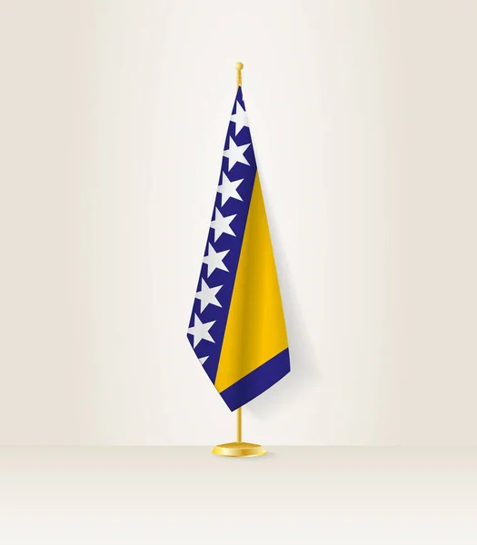 Flagge Von Bosnien Und Herzegowina Auf Einem Fahnenständer — Stockvektor