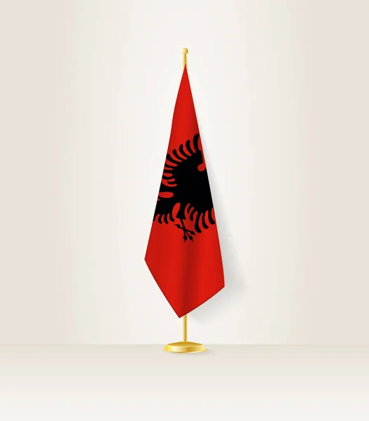Bandeira Albânia Suporte Bandeira —  Vetores de Stock