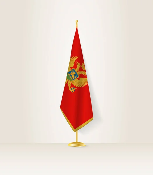 Bandeira Montenegro Suporte Bandeira —  Vetores de Stock