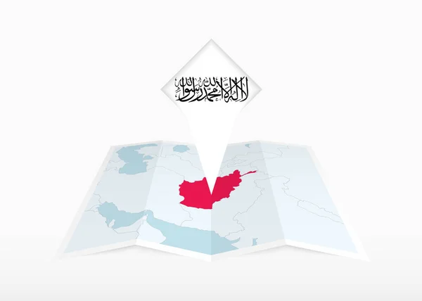 Afghanistan Est Représenté Sur Une Carte Papier Plié Épinglé Marqueur — Image vectorielle