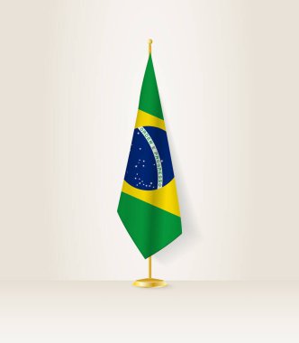 Brezilya bayrağı bayrak standında.