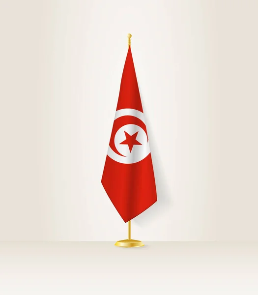 Tunesien Flagge Auf Einem Fahnenständer — Stockvektor