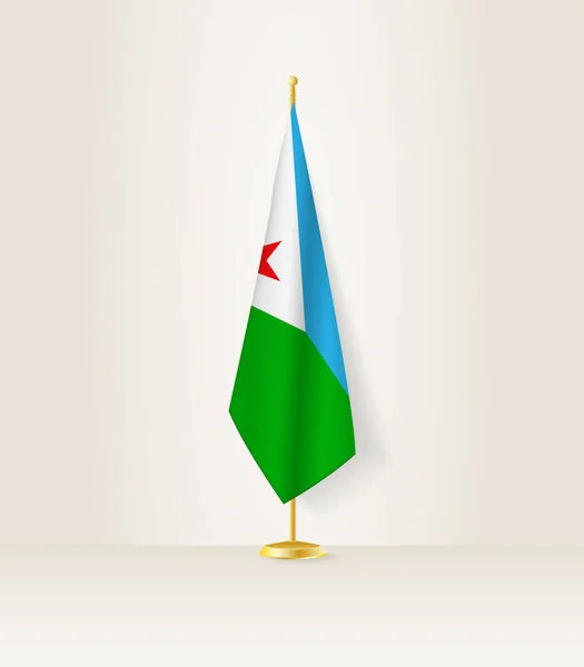 Djibouti Vlag Een Vlaggenstandaard — Stockvector
