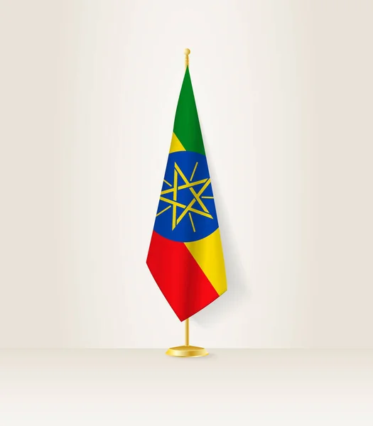 Äthiopien Flagge Auf Einem Fahnenständer — Stockvektor