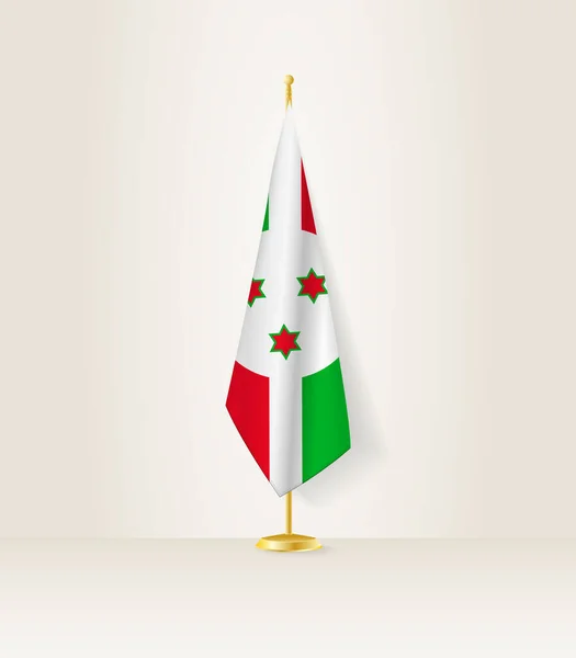 Burundi Flagge Auf Einem Fahnenständer — Stockvektor