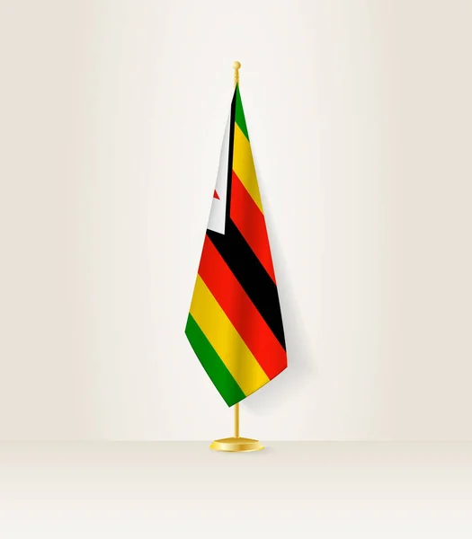 Bandeira Zimbabué Numa Bandeja —  Vetores de Stock