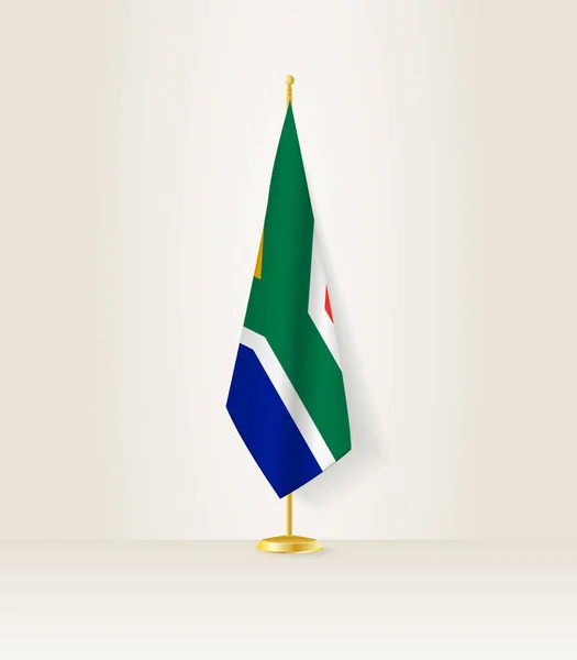 旗台の上の南アフリカ国旗 — ストックベクタ