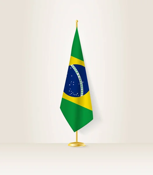 Brasilien Fahne Auf Einem Fahnenständer — Stockvektor