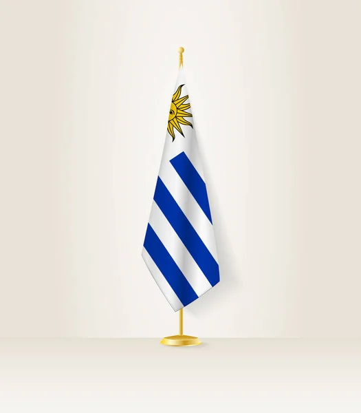 Uruguay Zászló Egy Zászlóállványon — Stock Vector