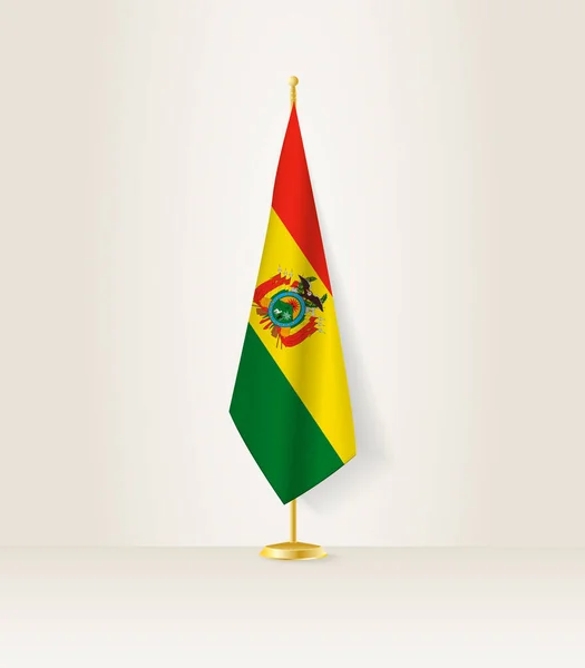 Bolivia Vlag Een Vlaggenstandaard — Stockvector