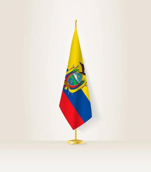 Ecuador Flagga Ett Flaggställ — Stock vektor