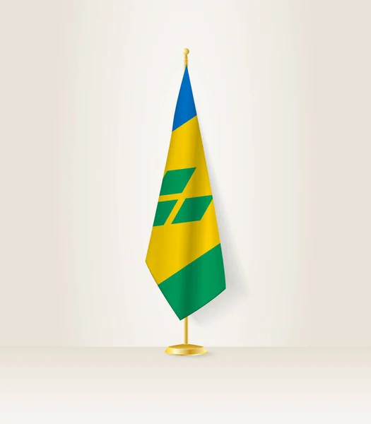 Saint Vincent Grenadines Flag Flag Stand — Stock Vector