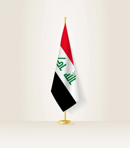 Irak Flagge Auf Einem Fahnenständer — Stockvektor