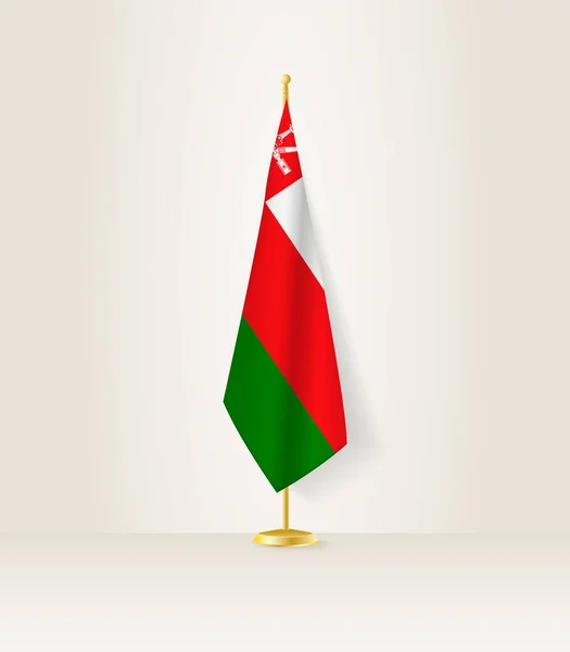 Drapeau Oman Sur Stand Drapeau — Image vectorielle