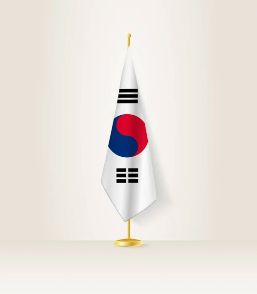 Güney Kore Bayrağı Bayrak Standında — Stok Vektör