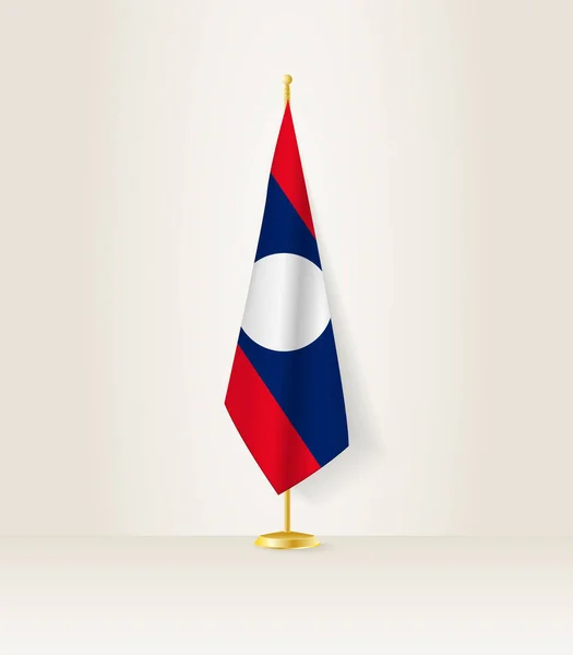 Laos Flagge Auf Einem Fahnenständer — Stockvektor